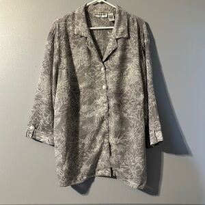 Cathy Daniels 2X Gray & White Top